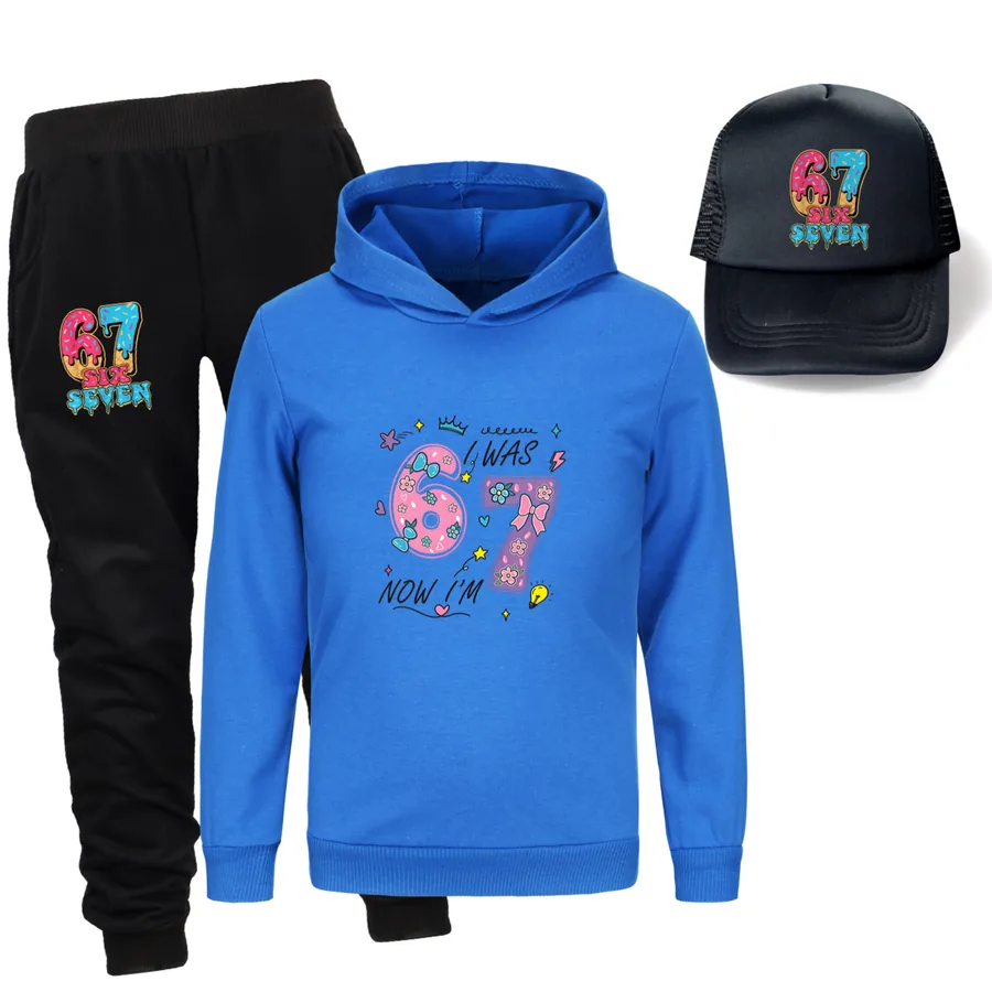 Three-Piece Hoodie, Jogger & Hat Set, Style 23 · Deep Blue