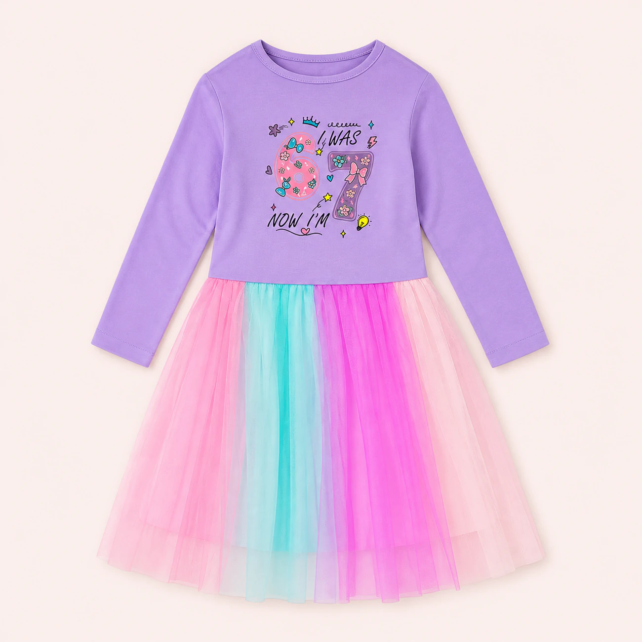 Rainbow tulle twirl dress