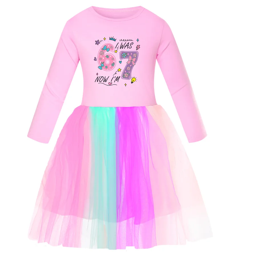 Rainbow Tulle Twirl Dress, Style 03 · Long Tulle · Pink