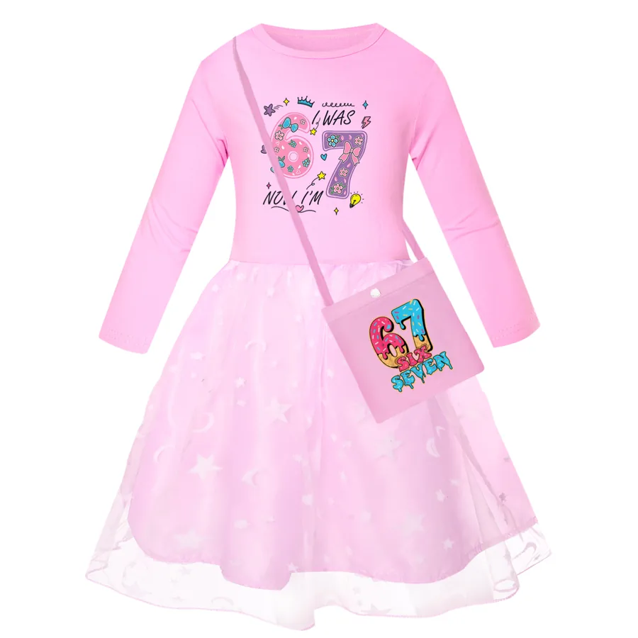 Rainbow Tulle Twirl Dress, Style 07 · Star Tulle · with Bag · Pink