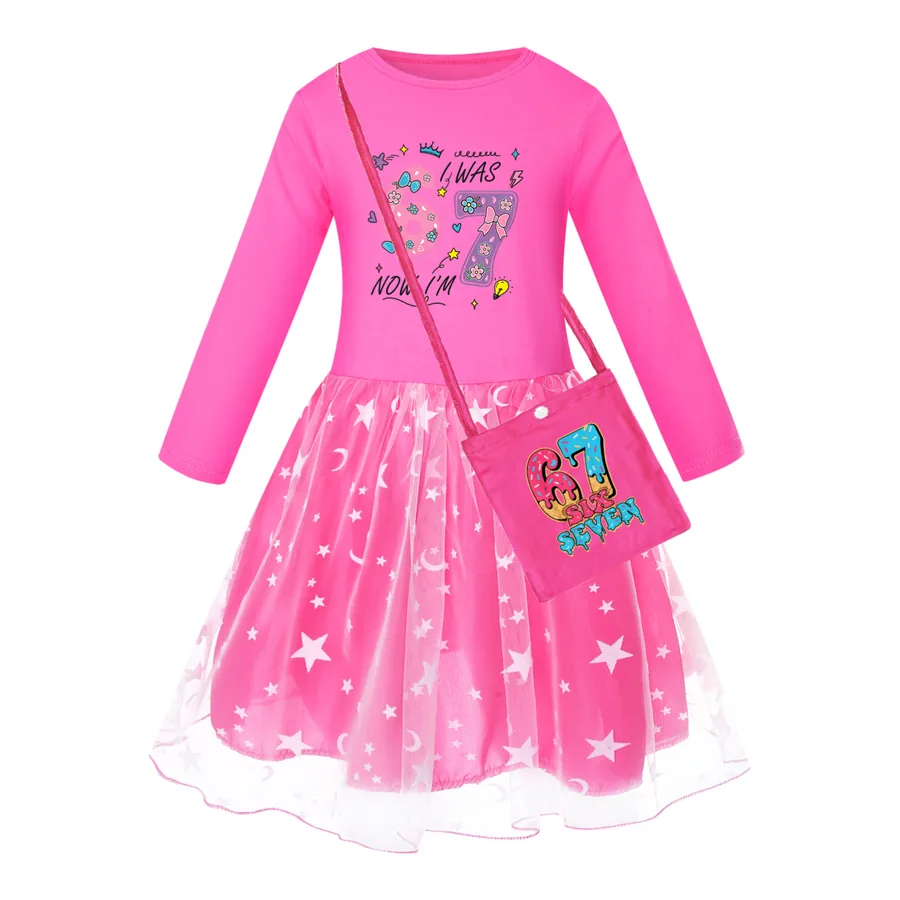 Rainbow Tulle Twirl Dress, Style 08 · Star Tulle · with Bag · Rose