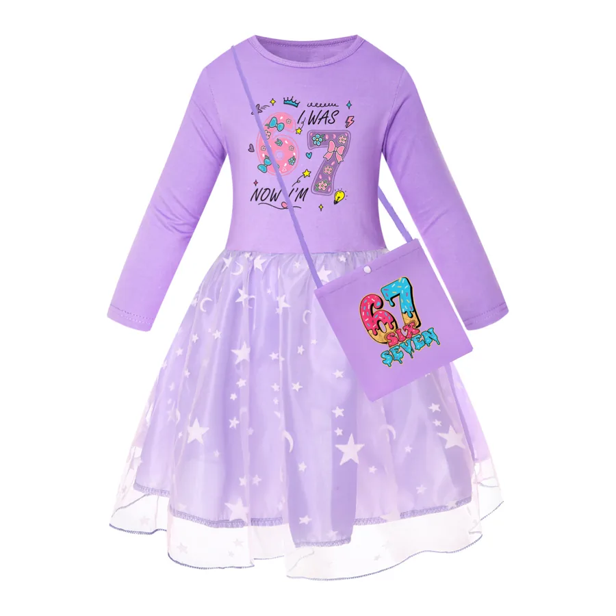 Rainbow Tulle Twirl Dress, Style 09 · Star Tulle · with Bag · Purple