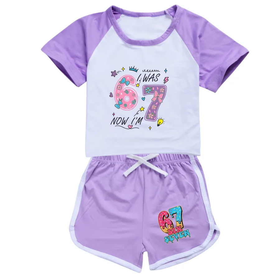 Tee & Shorts Active Set, Style 07 · Set · Purple