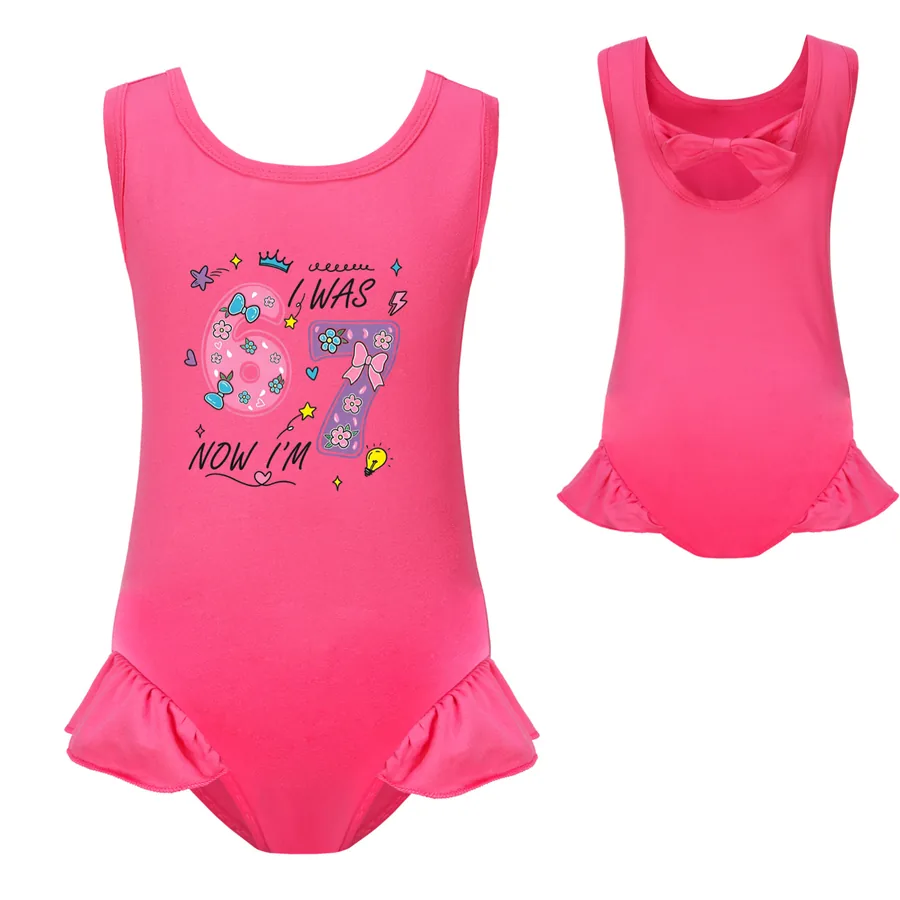 Girls’ Swimsuit & Cap Set, Style 18 · Single Piece · Rose