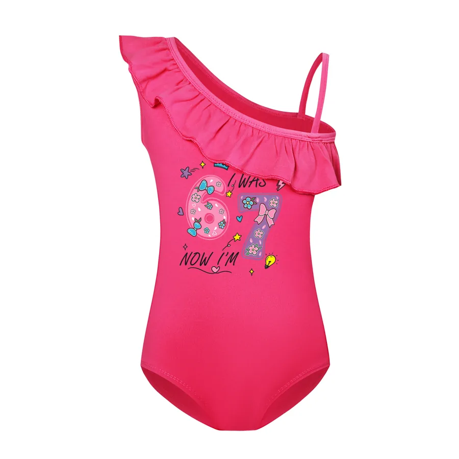 Girls’ Swimsuit & Cap Set, Style 22 · Single Piece · Rose