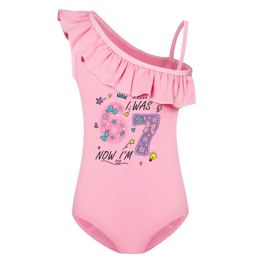 Girls’ Swimsuit & Cap Set, Style 24 · Single Piece · Pink