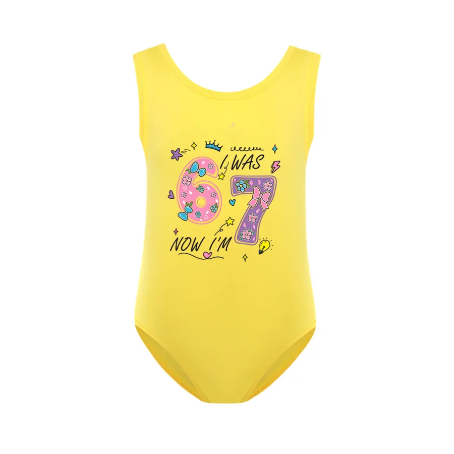 Girls’ Swimsuit & Cap Set, Style 26 · Yellow