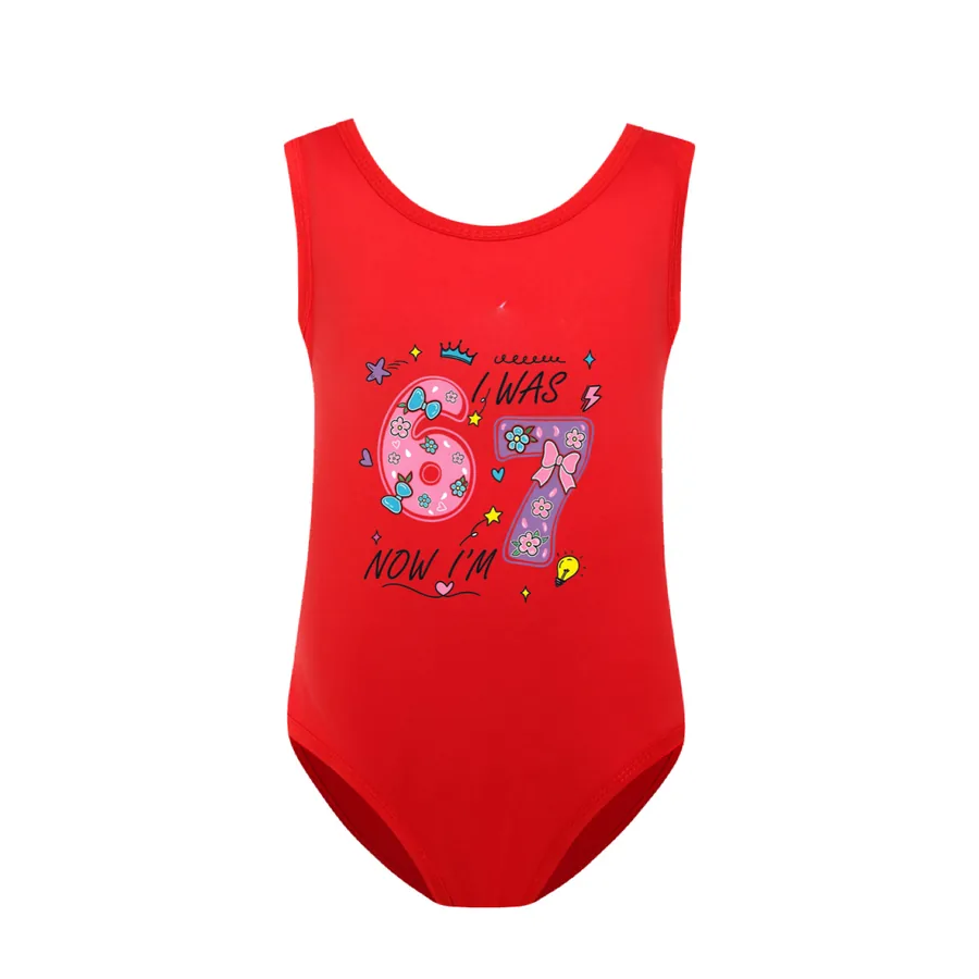 Girls’ Swimsuit & Cap Set, Style 27 · Red
