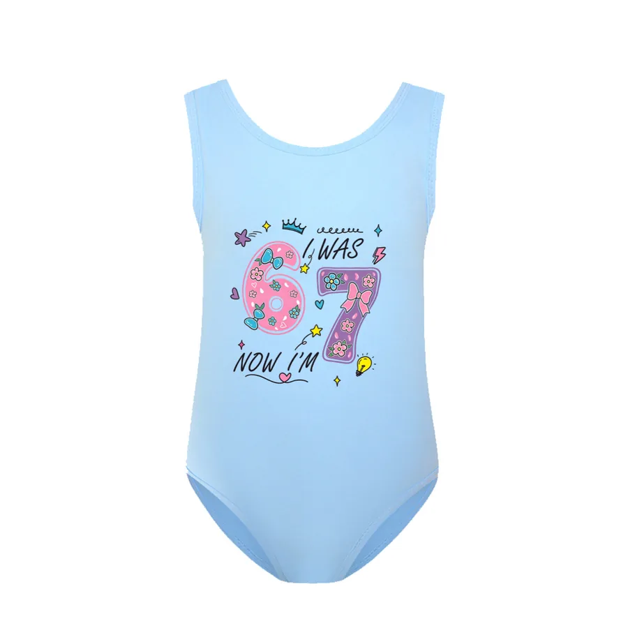 Girls’ Swimsuit & Cap Set, Style 31 · Light Blue
