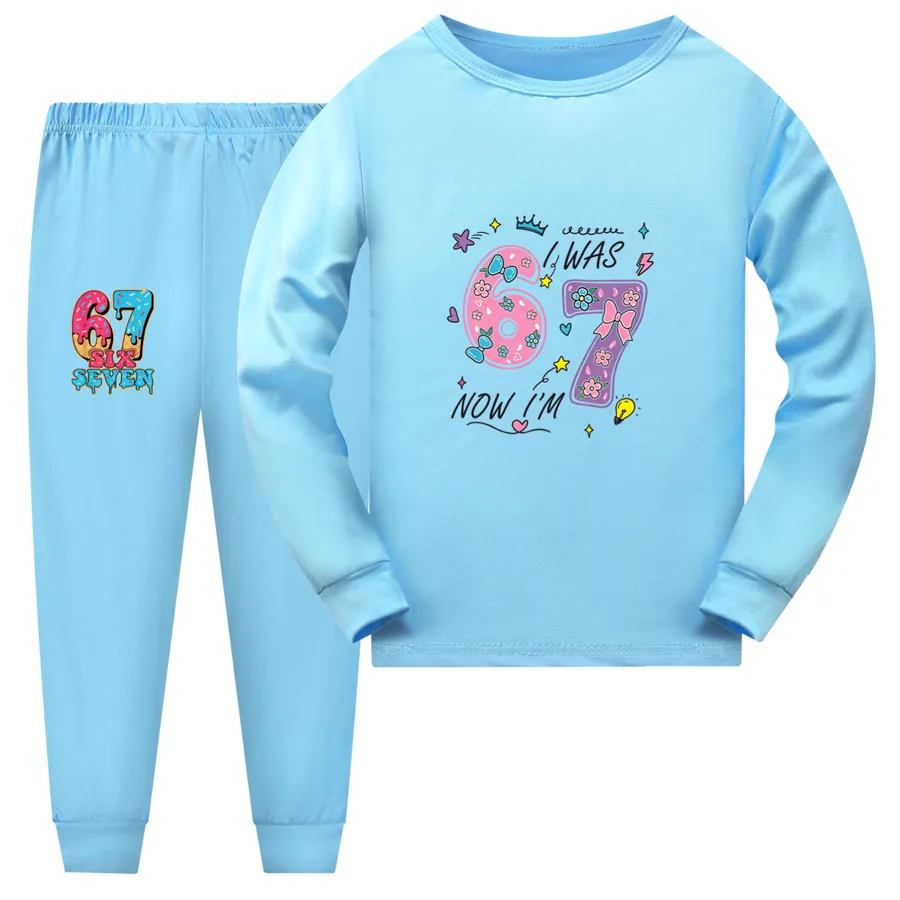 Kids Family Lounge Set, Style 10 · Long Sleeve · Light Blue
