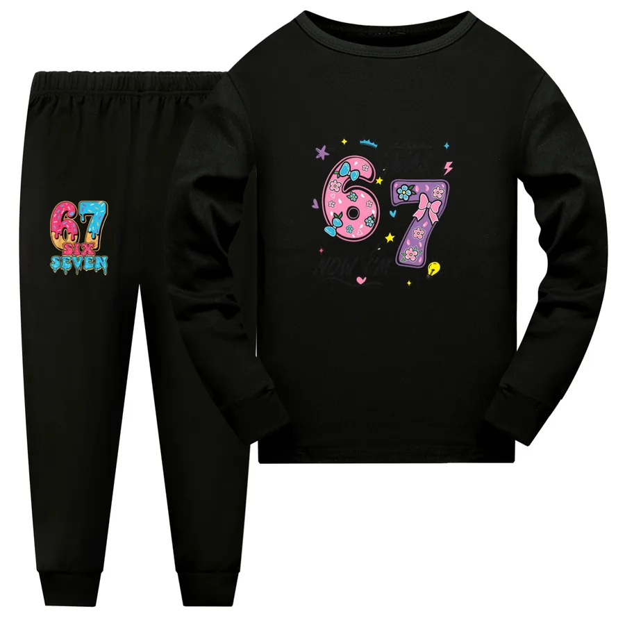 Kids Family Lounge Set, Style 13 · Long Sleeve · Black
