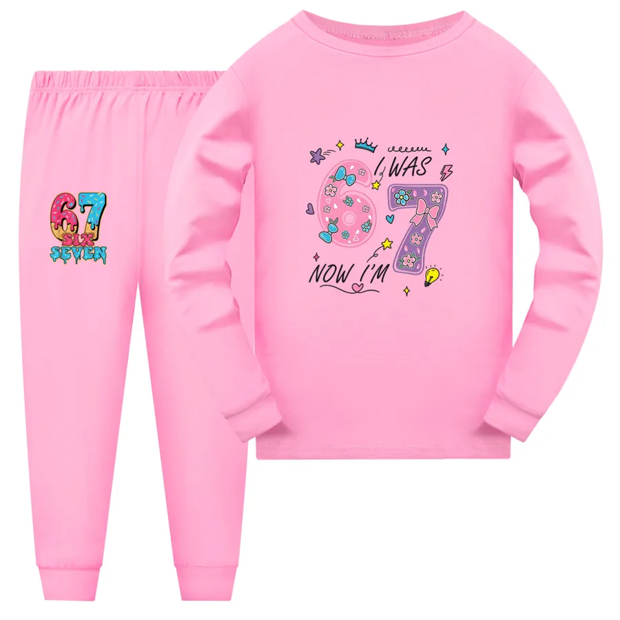 Kids Family Lounge Set, Style 15 · Long Sleeve · Pink