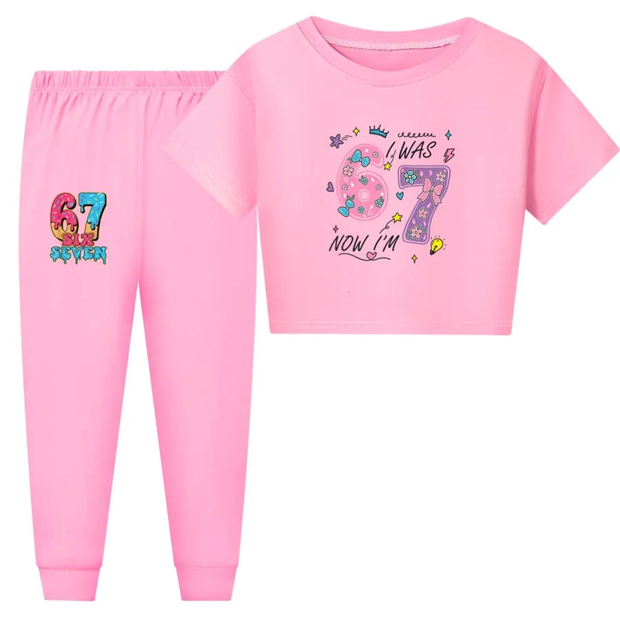 Kids Family Lounge Set, Style 30 · Short Sleeve · Pants · Purple