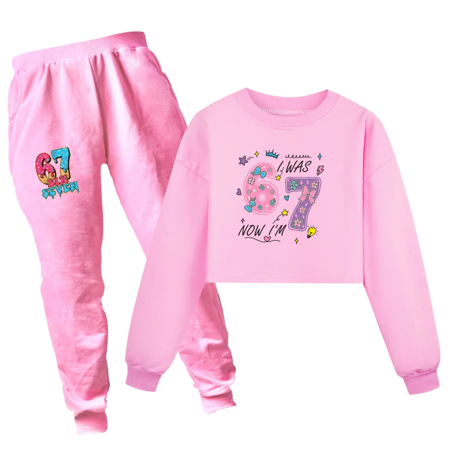 Cropped Sweatshirt Play Set, Style 10 · Set · Pink