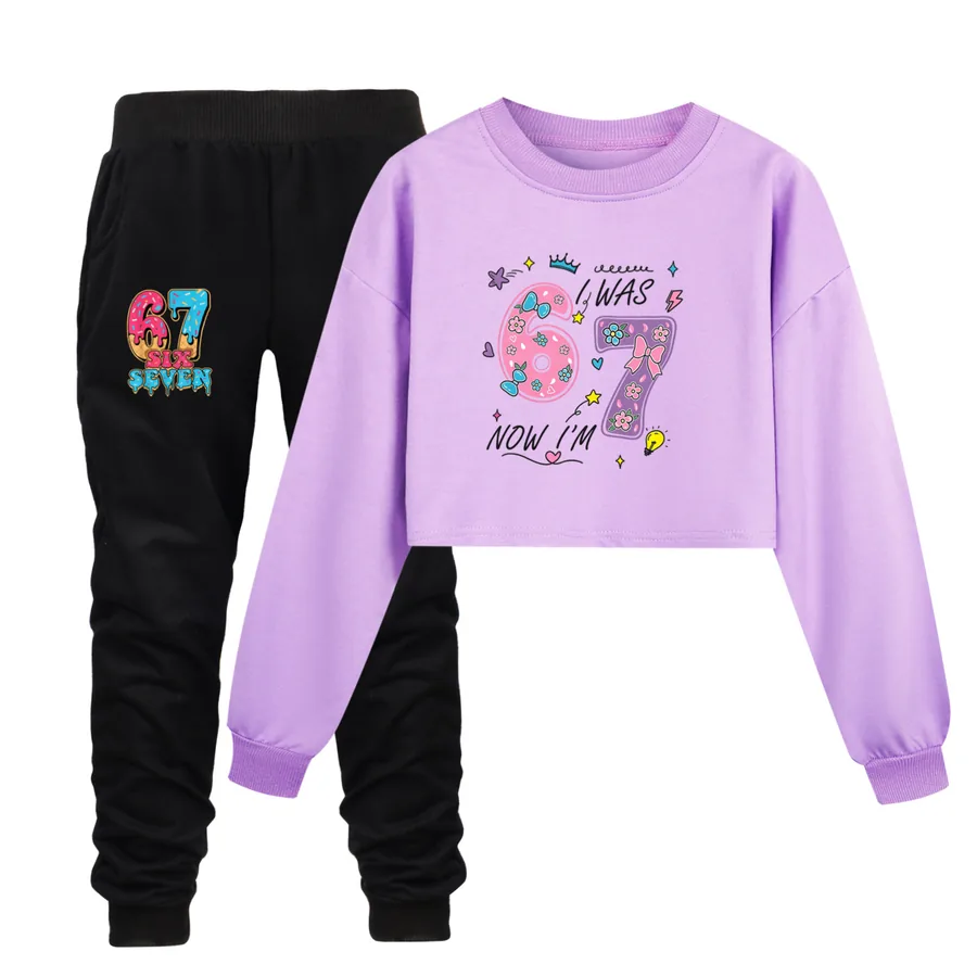 Cropped Sweatshirt Play Set, Style 12 · Set · Purple
