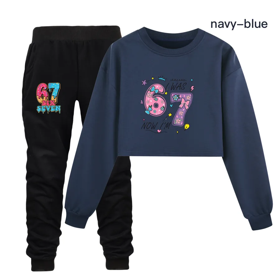 Cropped Sweatshirt Play Set, Style 13 · Set · Navy