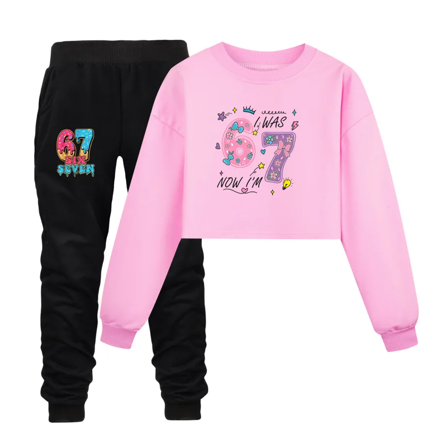 Cropped Sweatshirt Play Set, Style 16 · Set · Pink