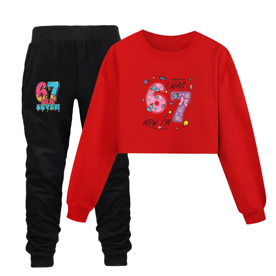 Cropped Sweatshirt Play Set, Style 17 · Set · Red