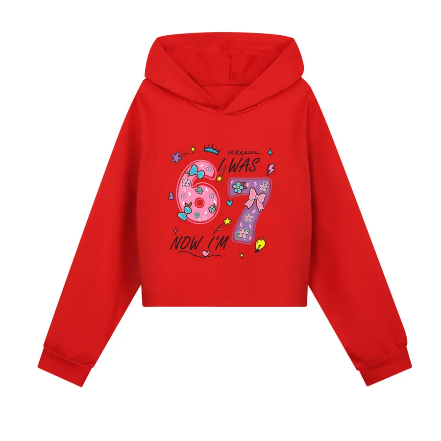Cropped Hoodie Set, Style 05 · Red