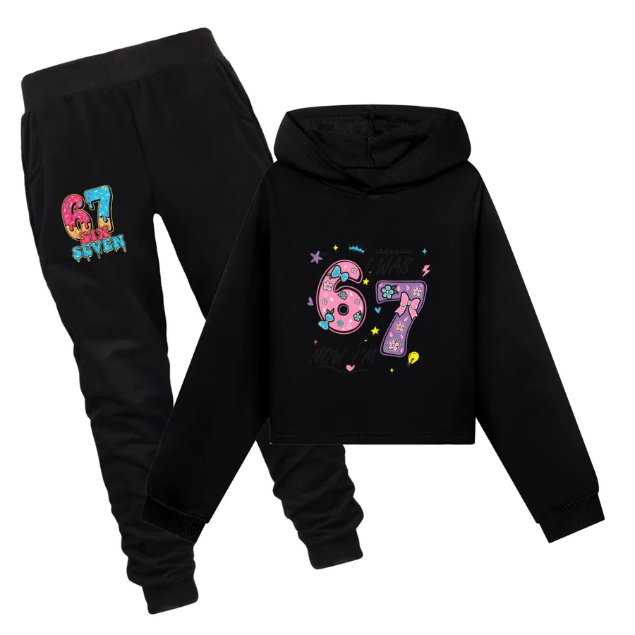 Cropped Hoodie Set, Style 10 · Set · Black