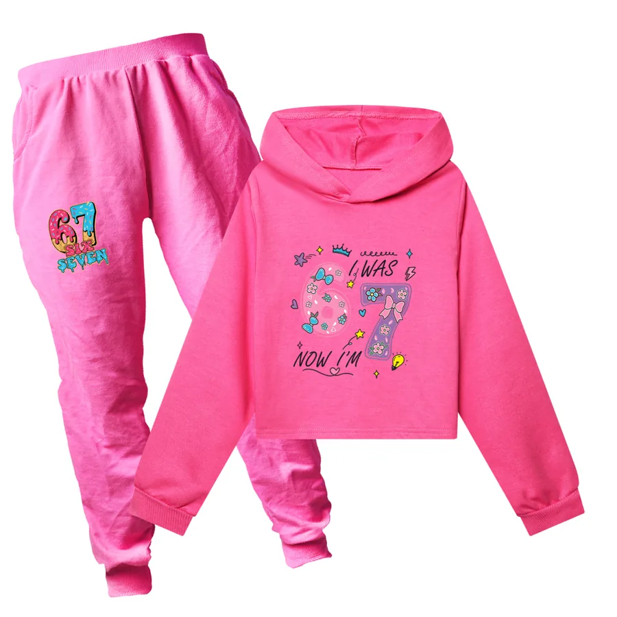 Cropped Hoodie Set, Style 13 · Set · Rose