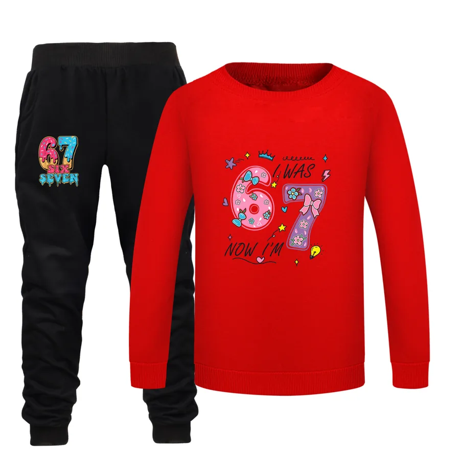 Crewneck Sweatshirt Set, Style 21 · Red
