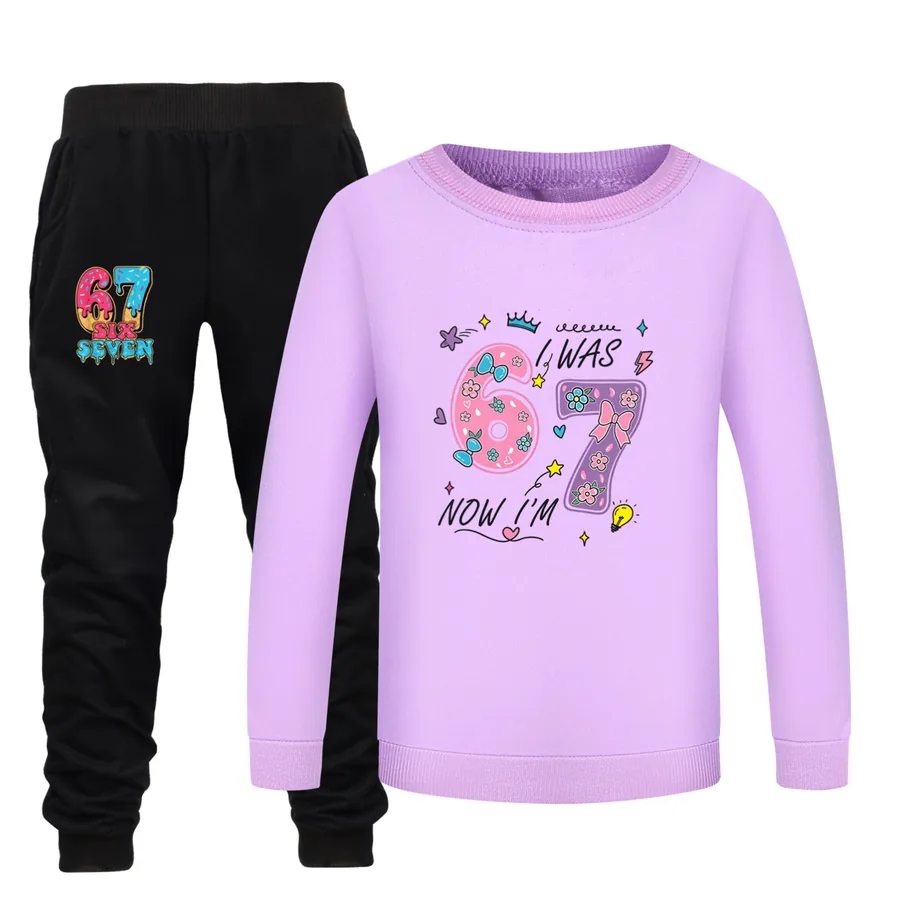 Crewneck Sweatshirt Set, Style 22 · Purple