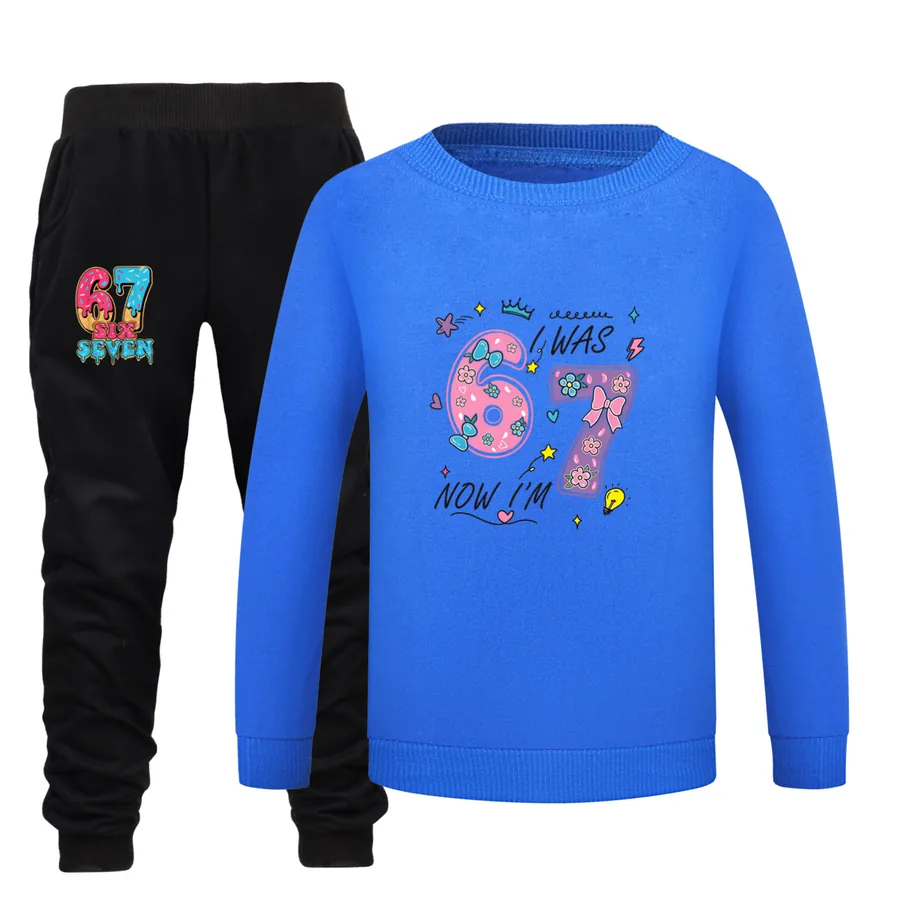 Crewneck Sweatshirt Set, Style 27 · Blue