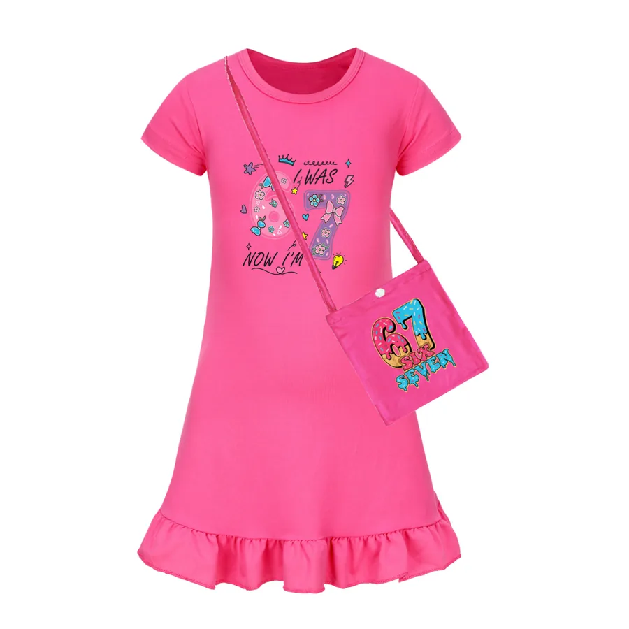 Ruffle-Hem Jersey Dress, Style 02 · with Bag · Rose