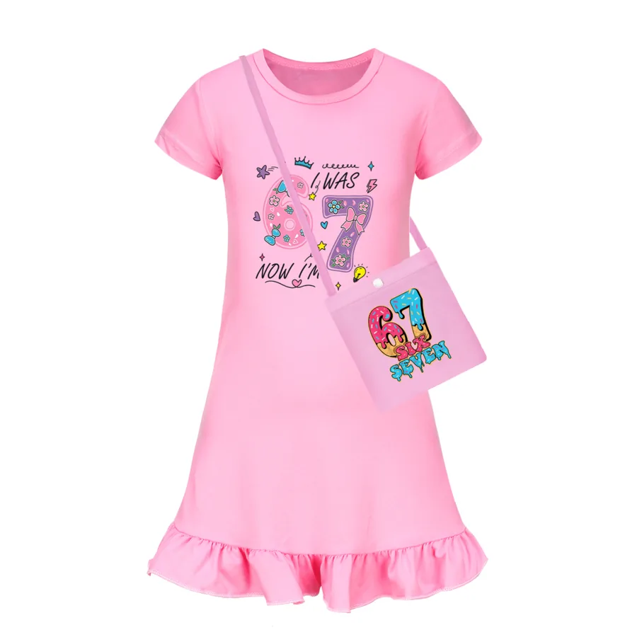 Ruffle-Hem Jersey Dress, Style 03 · with Bag · Pink