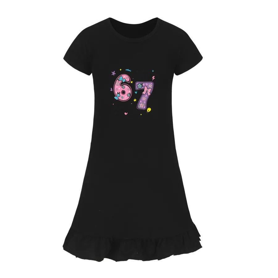 Ruffle-Hem Jersey Dress, Style 12 · Black