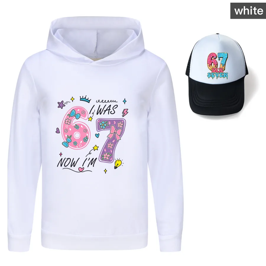 Graphic Hoodie & Sun Hat Set, Style 01 · White