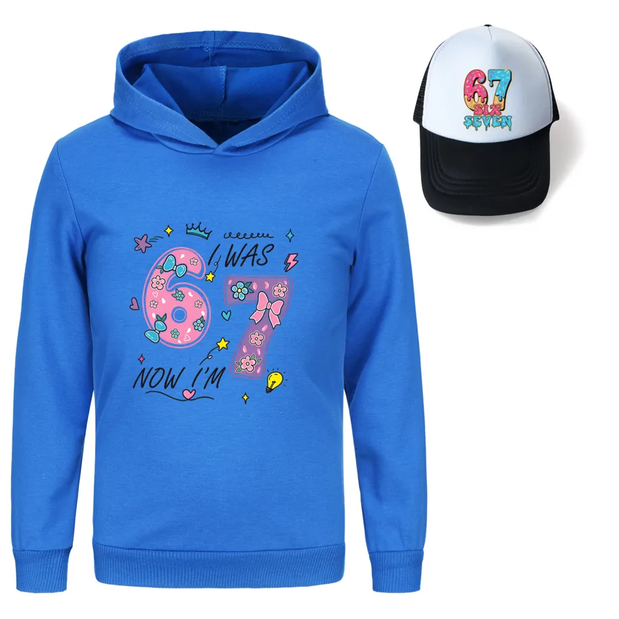 Graphic Hoodie & Sun Hat Set, Style 10 · Deep Blue