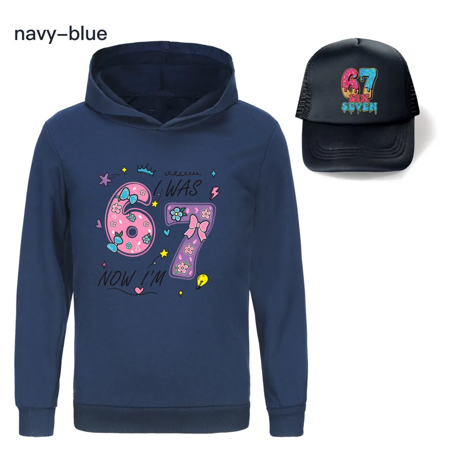 Graphic Hoodie & Sun Hat Set, Style 22 · Navy