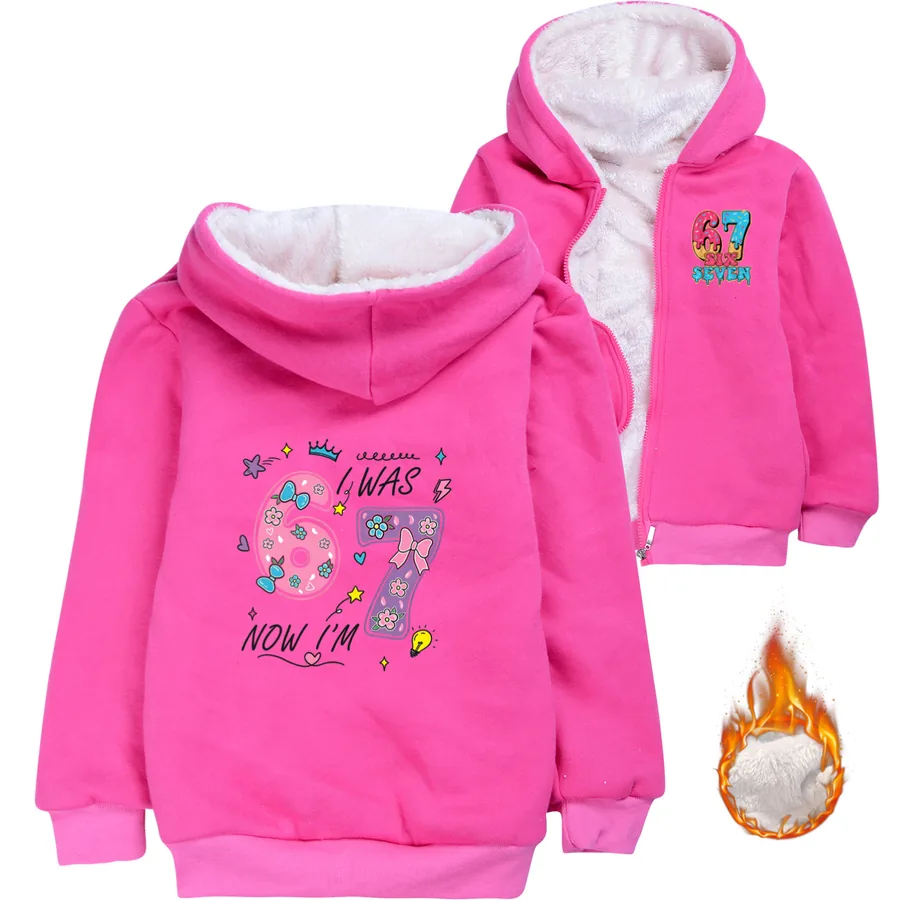 Warm-Lined Graphic Hoodie, Style 01 · Padded · Rose