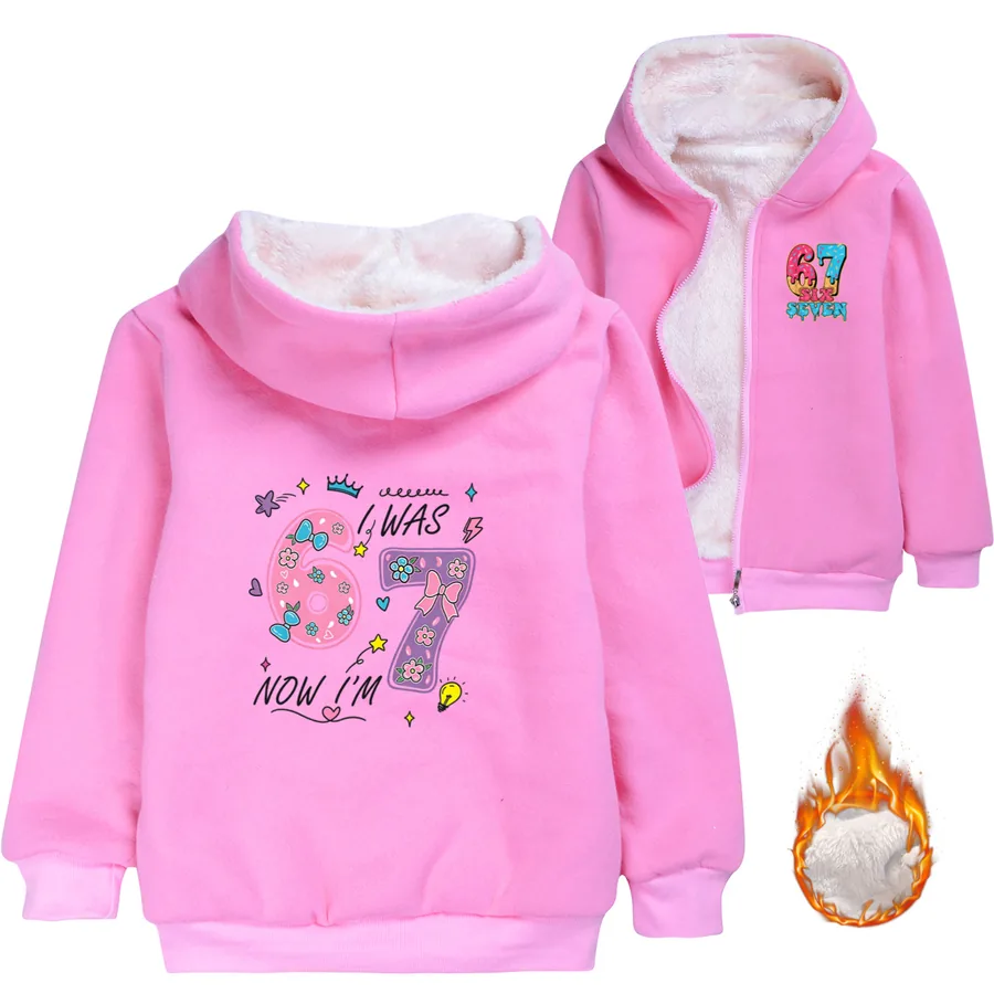 Warm-Lined Graphic Hoodie, Style 02 · Padded · Pink