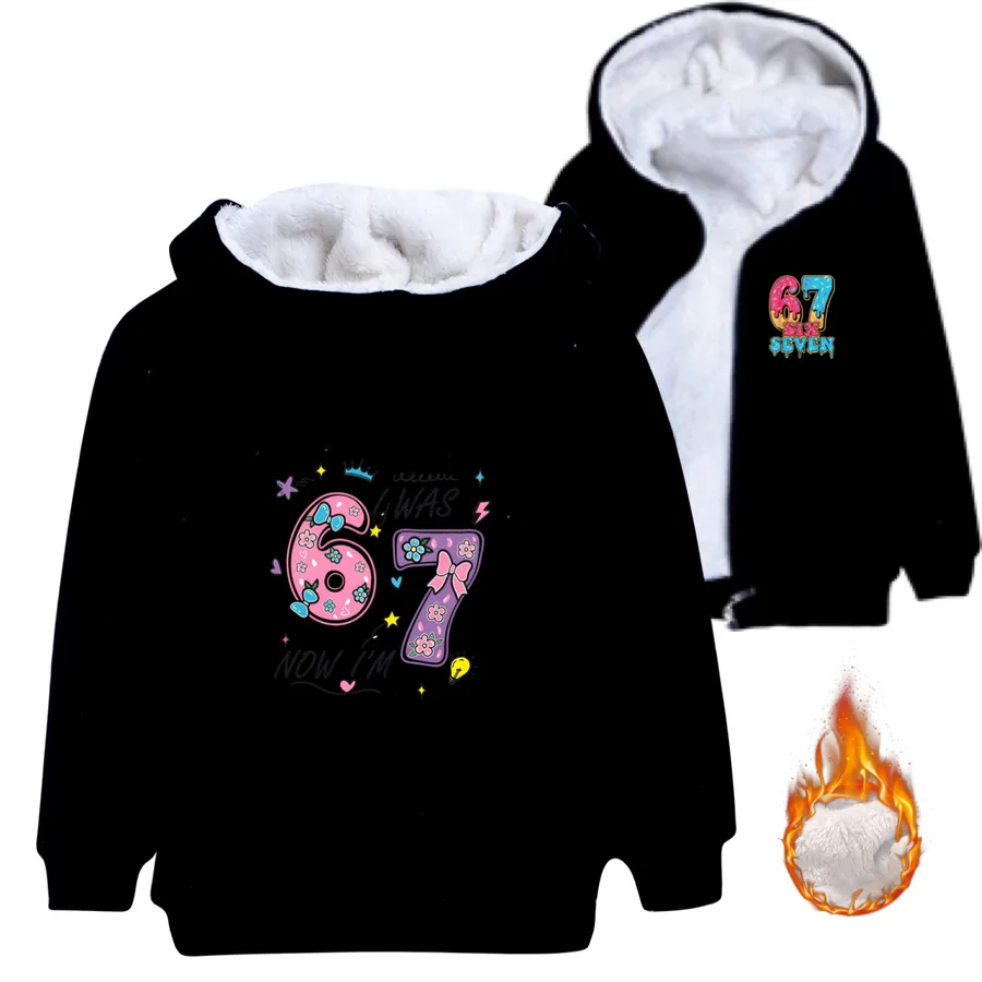 Warm-Lined Graphic Hoodie, Style 05 · Padded · Black