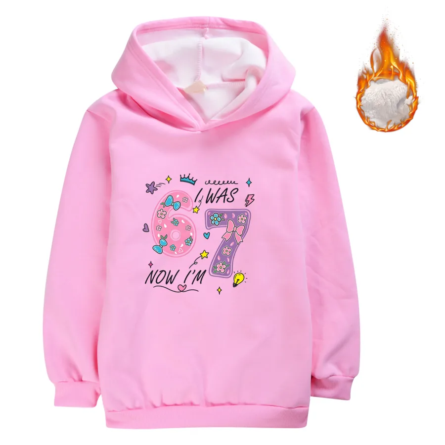 Warm-Lined Graphic Hoodie, Style 07 · Pink