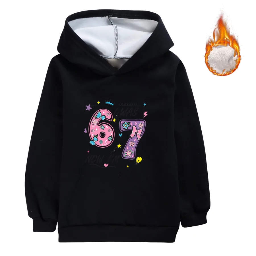 Warm-Lined Graphic Hoodie, Style 08 · Black