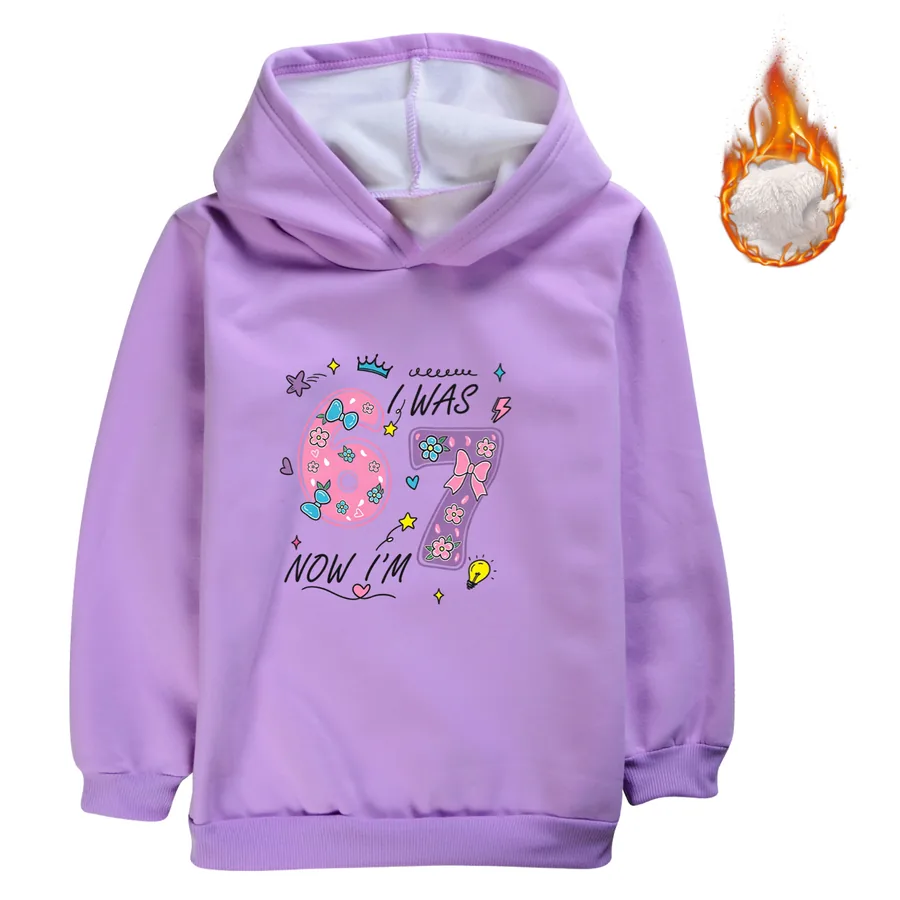 Warm-Lined Graphic Hoodie, Style 10 · Purple