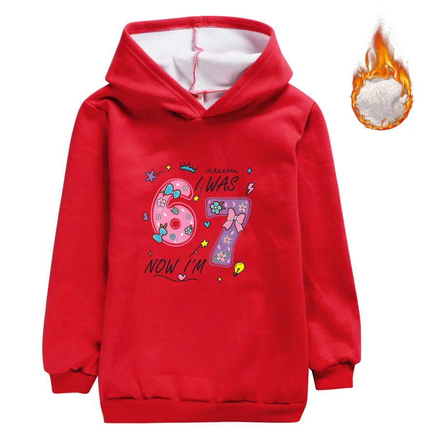 Warm-Lined Graphic Hoodie, Style 12 · Red
