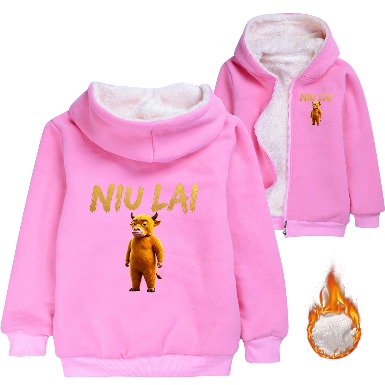 Warm-Lined Graphic Hoodie — 5813 Edition, Style 02 · Padded · Pink