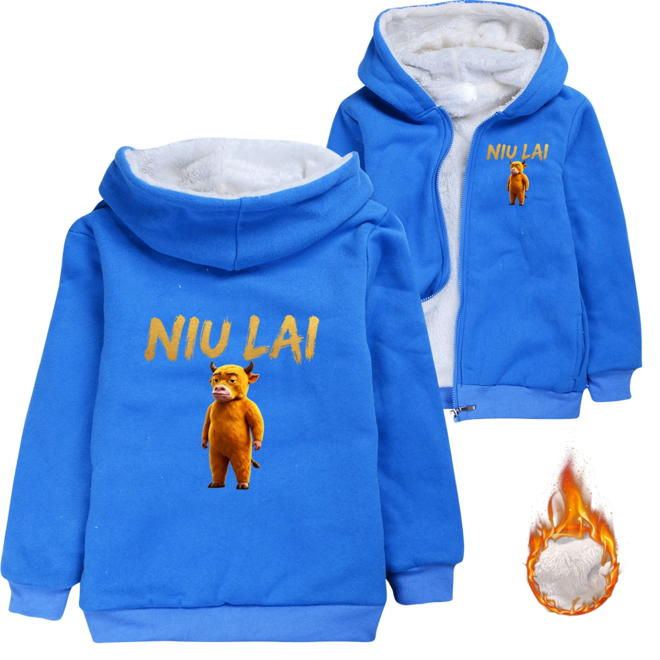 Warm-Lined Graphic Hoodie — 5813 Edition, Style 04 · Padded · Blue