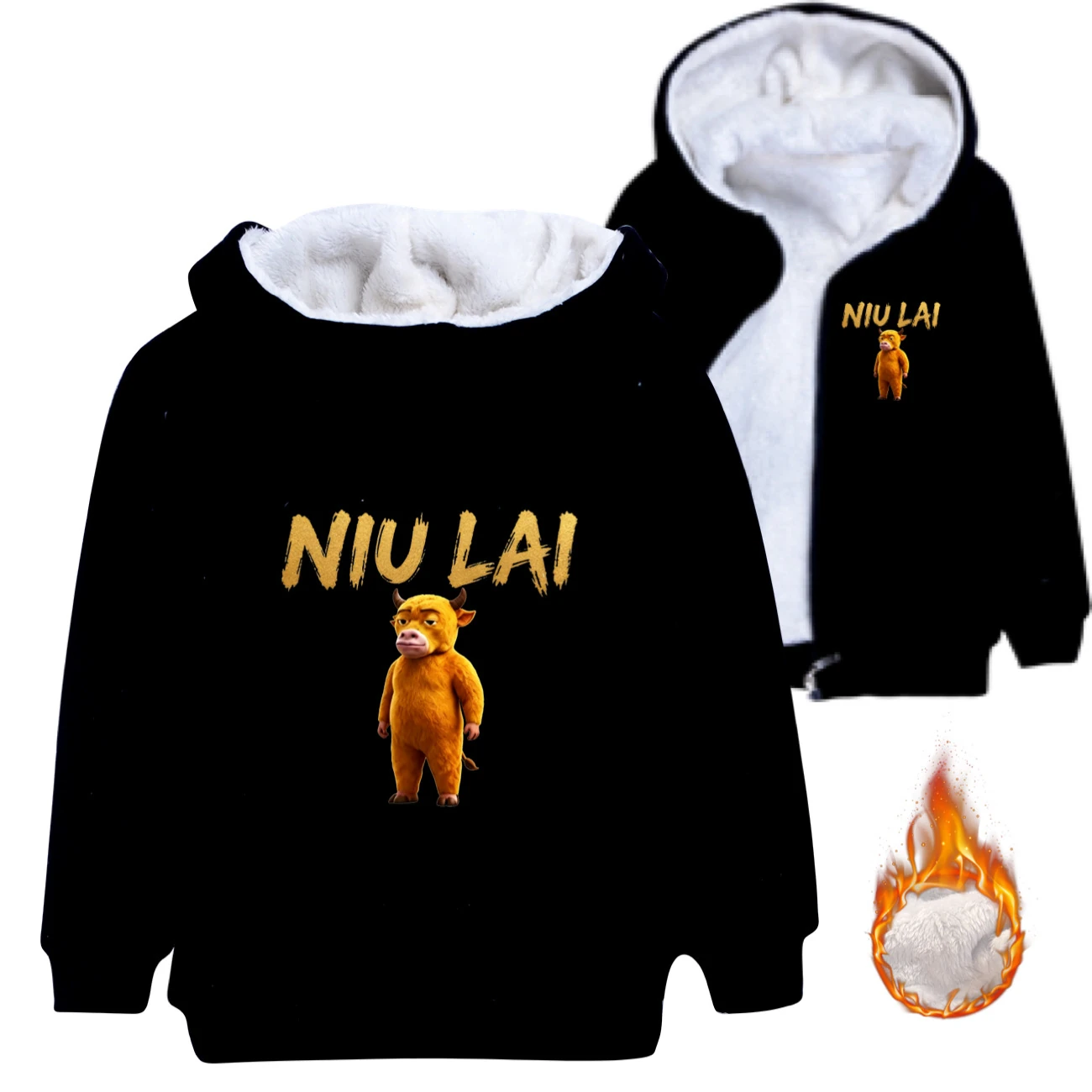 Warm-Lined Graphic Hoodie — 5813 Edition, Style 05 · Padded · Black