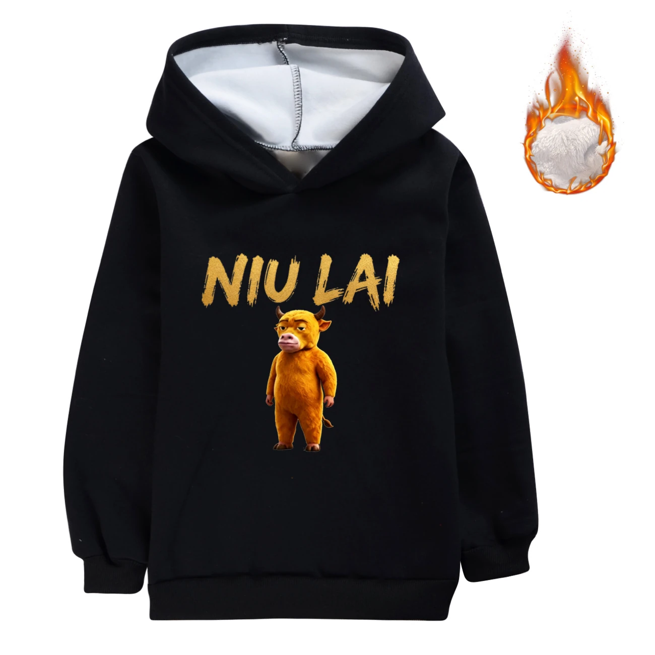 Warm-Lined Graphic Hoodie — 5813 Edition, Style 08 · Black
