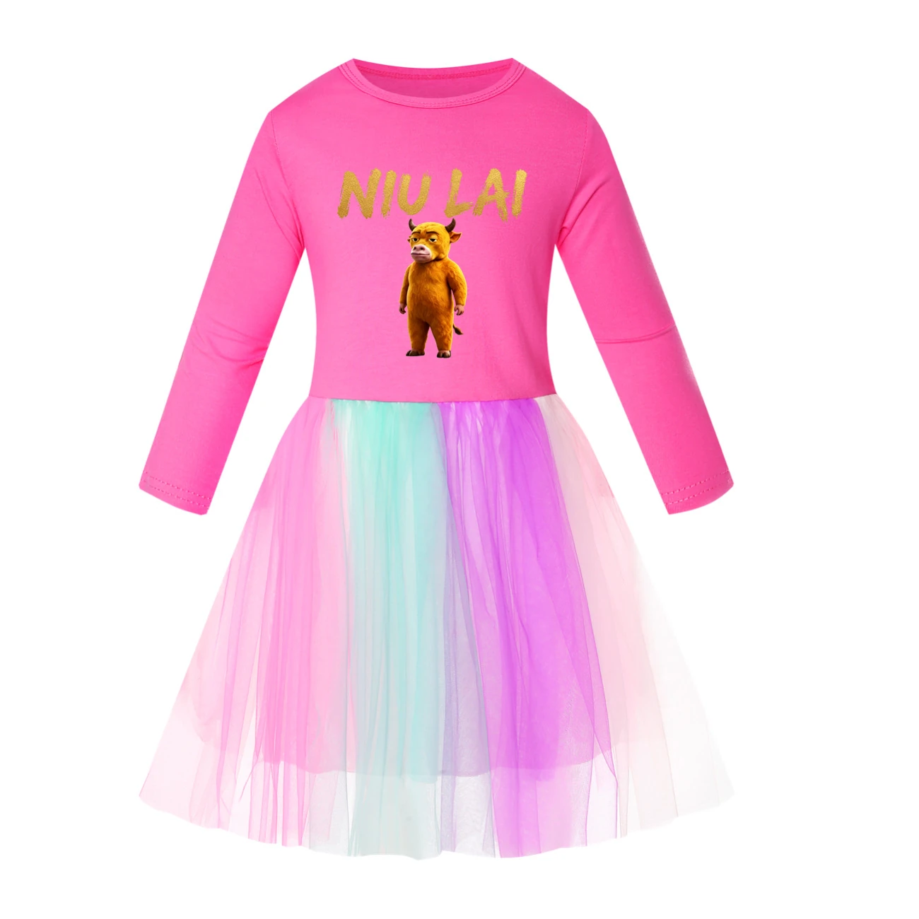 Rainbow Tulle Twirl Dress — 5813 Edition, Style 02 · Long Tulle · Rose