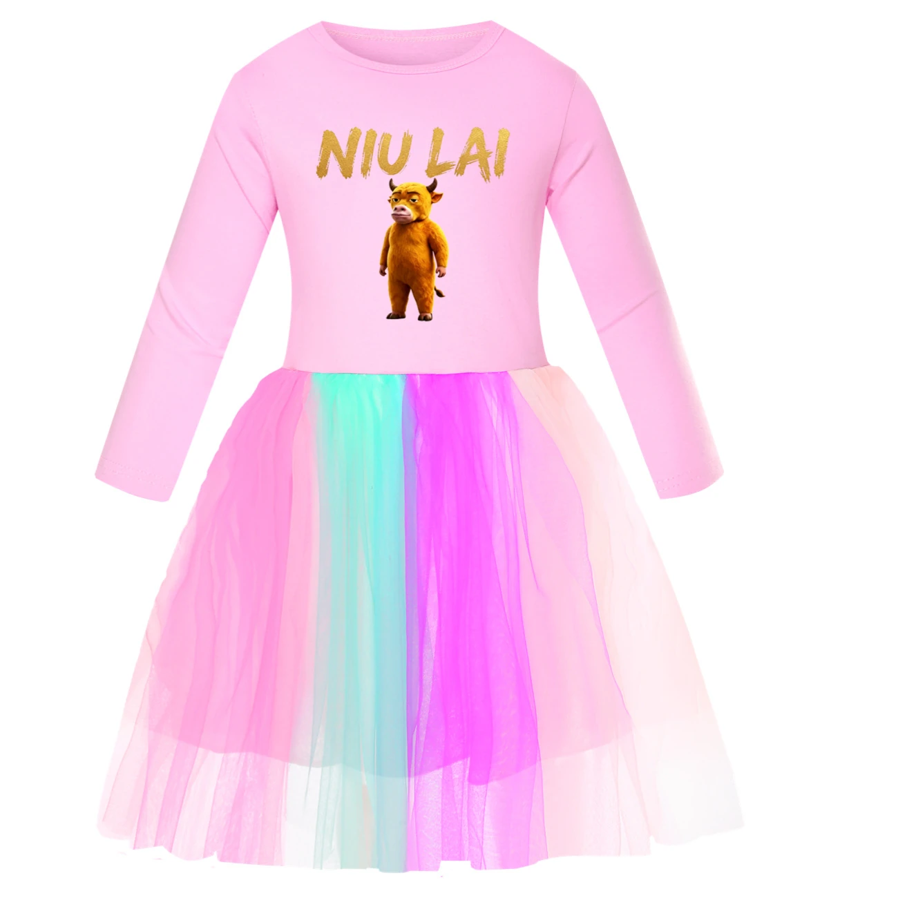 Rainbow Tulle Twirl Dress — 5813 Edition, Style 03 · Long Tulle · Pink