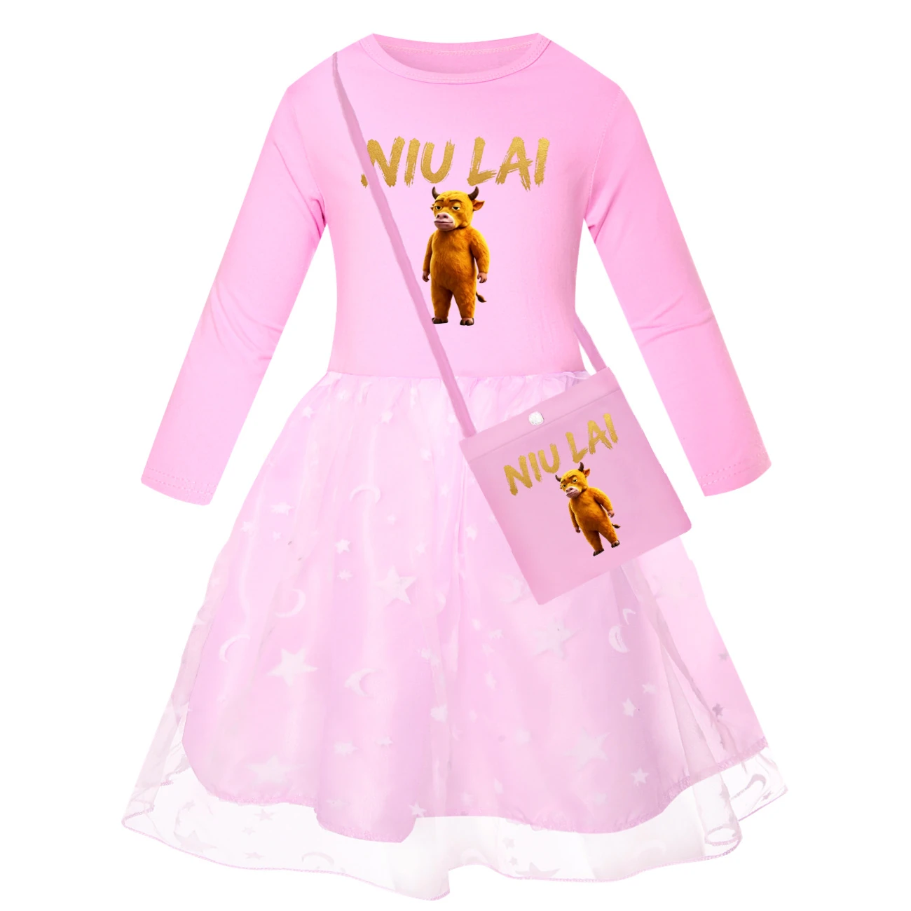 Rainbow Tulle Twirl Dress — 5813 Edition, Style 07 · Star Tulle · with Bag · Pink