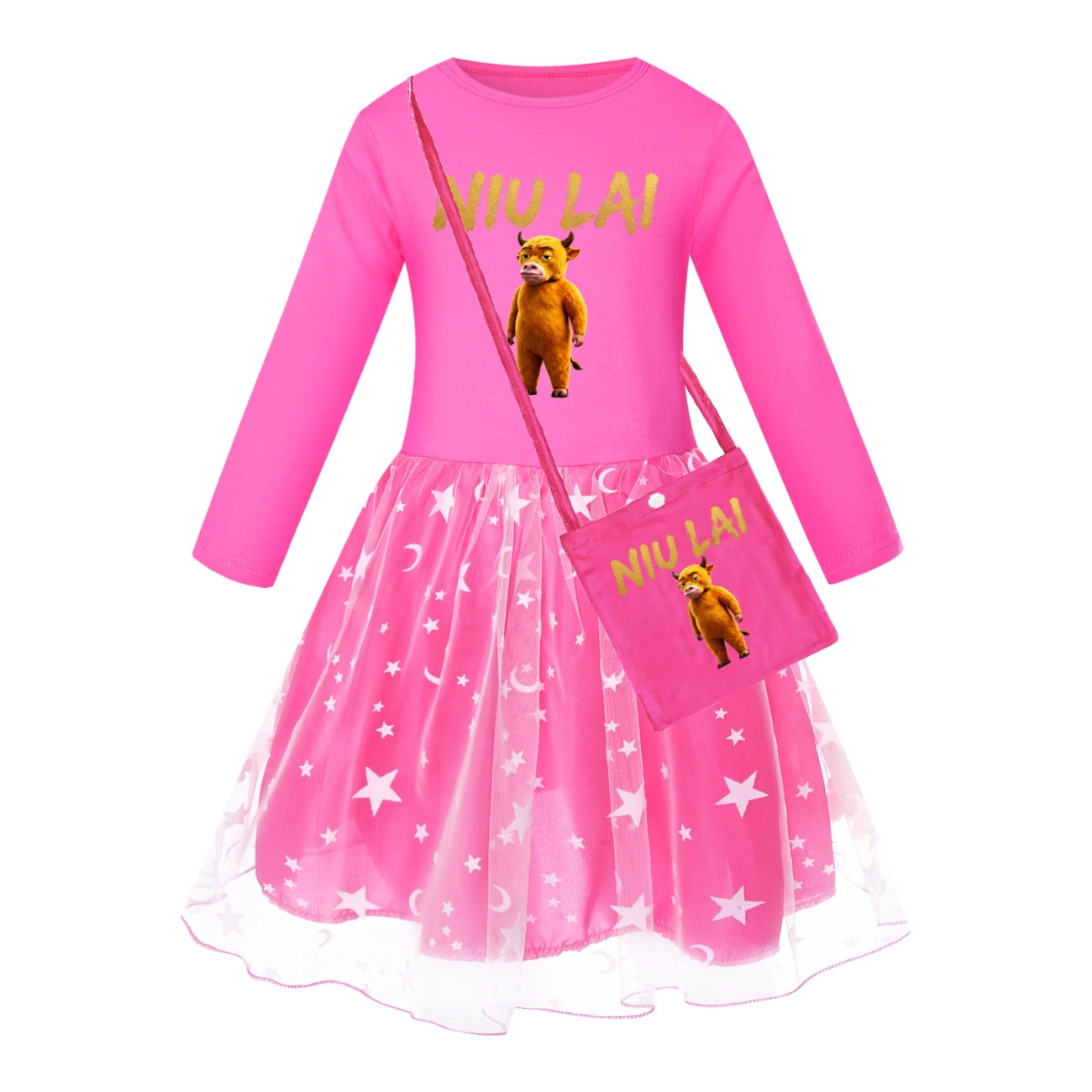 Rainbow Tulle Twirl Dress — 5813 Edition, Style 08 · Star Tulle · with Bag · Rose