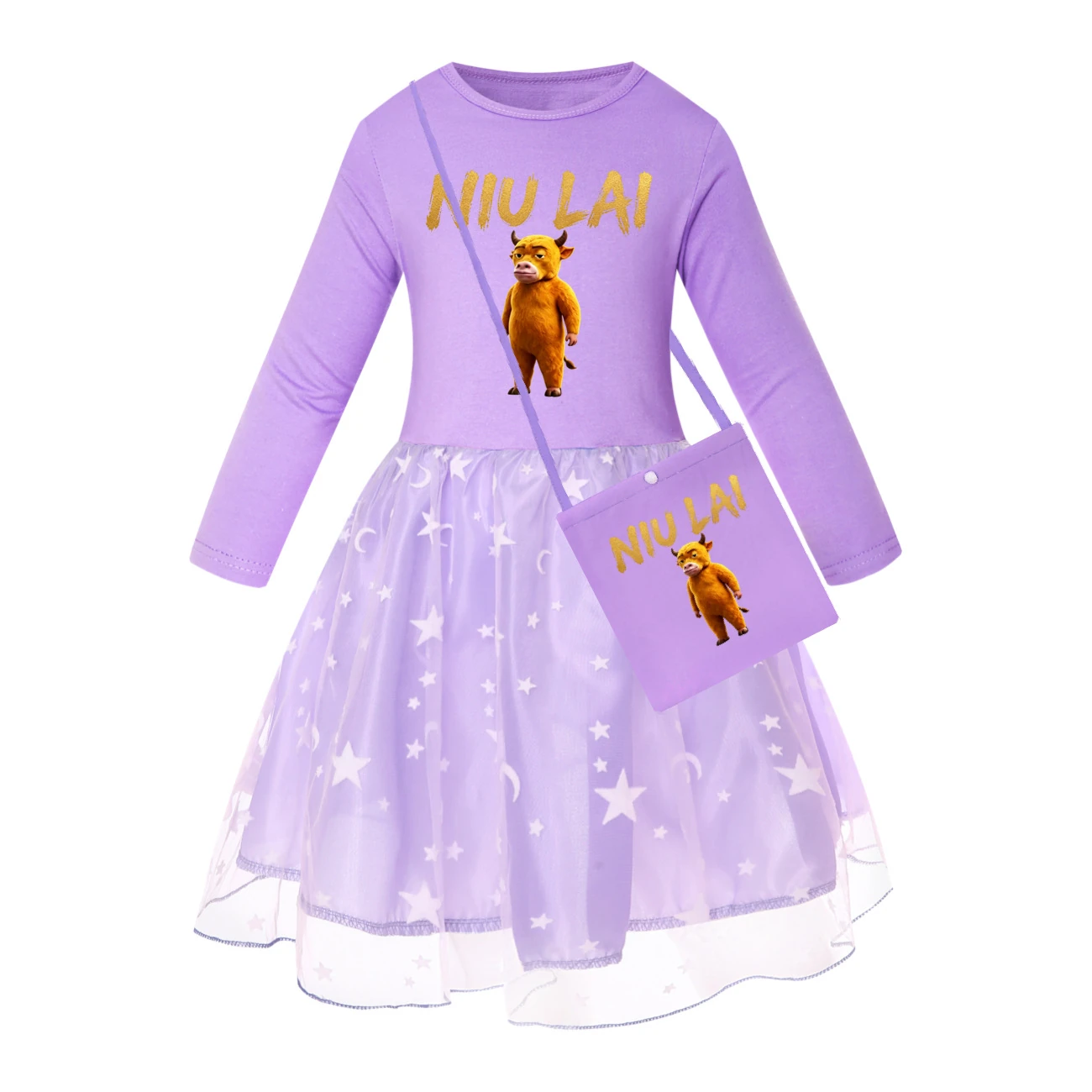 Rainbow Tulle Twirl Dress — 5813 Edition, Style 09 · Star Tulle · with Bag · Purple